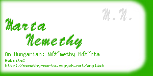 marta nemethy business card